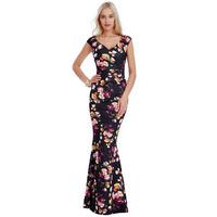 Sweetheart Neckline Floral Fitted Maxi Dress - Print