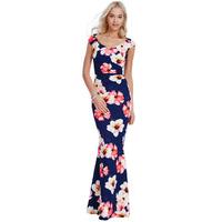 Sweetheart Neckline Floral Fitted Maxi Dress - Print