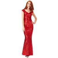 Sweetheart Neckline Sequin Pleated Maxi Dress - Red