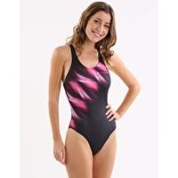 swirl swimsuit black and pink