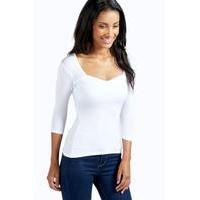 Sweetheart Neck Longline Top - white