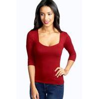 Sweetheart Neck Longline Top - wine