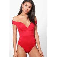 Sweetheart Off The Shoulder Bodysuit - red
