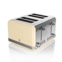 Swan ST19020CN 4 Slice Retro Style Toaster in Cream Chrome