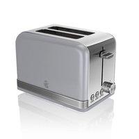 swan st19010grn 2 slice retro style toaster in grey chrome