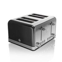 Swan ST19020BN 4 Slice Retro Style Toaster in Black Chrome