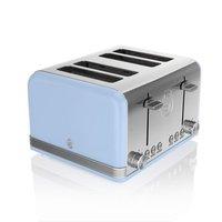 Swan ST19020BLN 4 Slice Retro Style Toaster in Blue Chrome