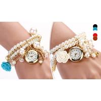 Swarovski Elements Faux-Pearl Bracelet Watch - 5 Colours