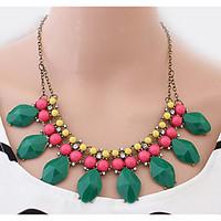 Sweet Aacrylic Colorful Necklace Euramerican Flower Statement Strands Collar Choker Gemstone Necklaces