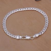 Sweet 20cm Women\'s Silver Copper Chain Link Bracelet(Silver)(1 Pc)