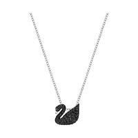 swarovski iconic swan pendant small black teal rhodium plated