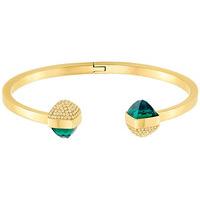 swarovski glance bangle green green gold plated