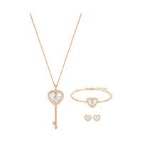 swarovski engaged set white rose gold plated