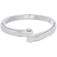 Swarovski Get Wide Bangle, White Gray Stainless steel