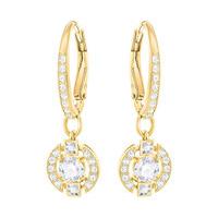 swarovski sparkling dance round pierced earrings white white gold plat ...
