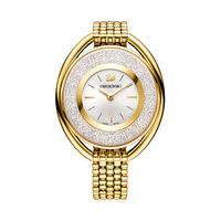 swarovski crystalline oval gold tone bracelet watch white gold plated