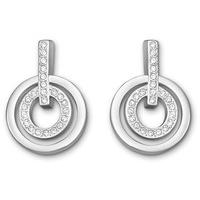 swarovski circle mini pierced earrings white rhodium plated