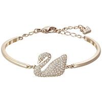 swarovski swan bangle white rose gold plated