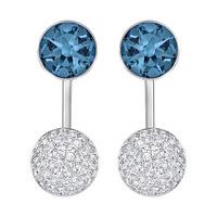 swarovski forward pierced earring jackets teal rhodium plated