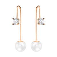 swarovski attract wire pierced earrings white rose gold plated