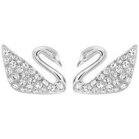 swarovski swan pierced earrings white rhodium plated