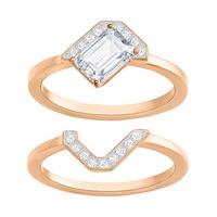 swarovski gallery square ring set white white rose gold plated