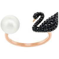 swarovski iconic swan ring black black rose gold plated