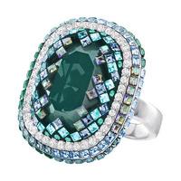 Swarovski Gaia Ring, Green Dark Multi Rhodium-plated