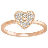 Swarovski Field Folded Heart Ring, White Pink Rose gold-plated