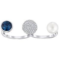 Swarovski Forward Ring Teal Rhodium-plated