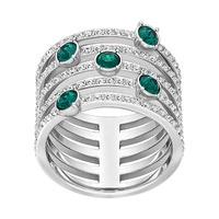 swarovski creativity wide ring green rhodium plated