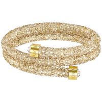Swarovski Crystaldust Bangle Double, Golden Crystal Brown Gold-plated