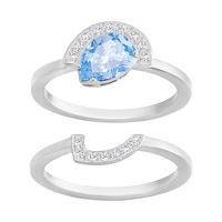 Swarovski Gallery Pear Ring Set, Blue Blue Rhodium-plated