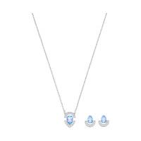 swarovski gallery pear set blue blue rhodium plated