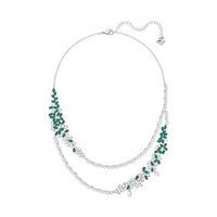 Swarovski Garden Layered Necklace, Large, Green White Rhodium-plated