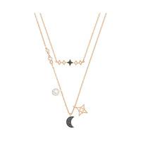 Swarovski Glowing Moon Necklace, Black Dark Multi