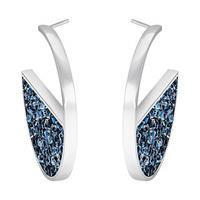 Swarovski Crystaldust Hoop Pierced Earrings, Blue White Rhodium-plated