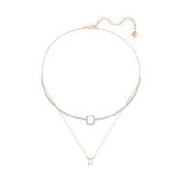 Swarovski Gallery Square Layered Necklace, White White Rose gold-plated
