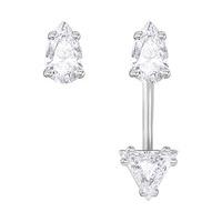 Swarovski Attract Triangle Pierced Earrings with Jacket, White White Rhodium-plated
