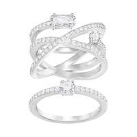 Swarovski Gray Ring Set, White White Rhodium-plated