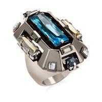 swarovski cristaux deco cocktail ring ruthenium plating white rhodium  ...