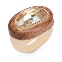 swarovski wood crystallized cocktail ring gold plating brown gold plat ...