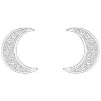 Swarovski Crystal Wishes Moon Pierced Earrings, White White Rhodium-plated