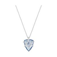 swarovski goodwill pendant large blue teal rhodium plated