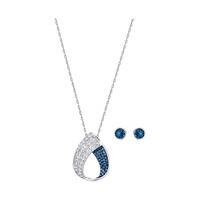 Swarovski Fortunately Set Teal Rhodium-plated