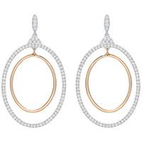 Swarovski Gilberte Hoop Pierced Earrings, White White Rose gold-plated