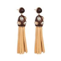 swarovski wood crystallized pierced tassell earrings palladium plating ...