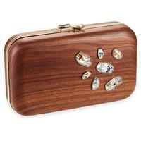 Swarovski Wood Crystallized Espey Bag, gold plating Brown