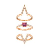 Swarovski Funk Ring Set Red Rose gold-plated