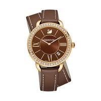 Swarovski Aila Day Double Tour Watch, Brown White Gold-plated